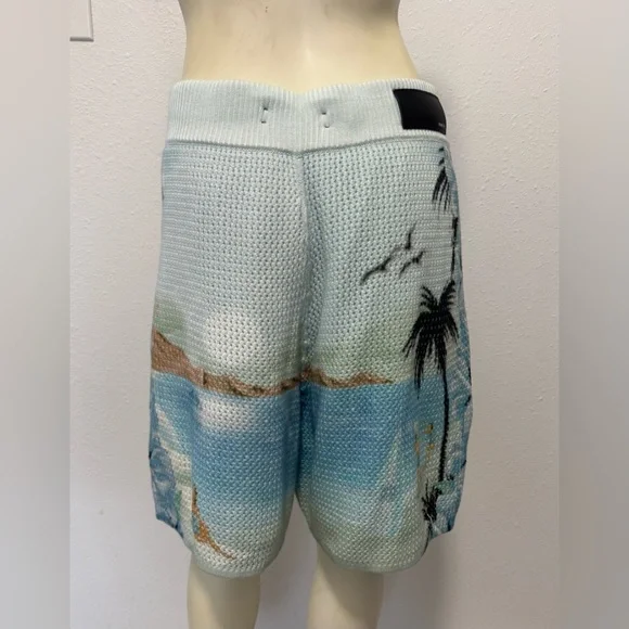 NWT Amiri Paradise Crochet Shorts in Cerulean